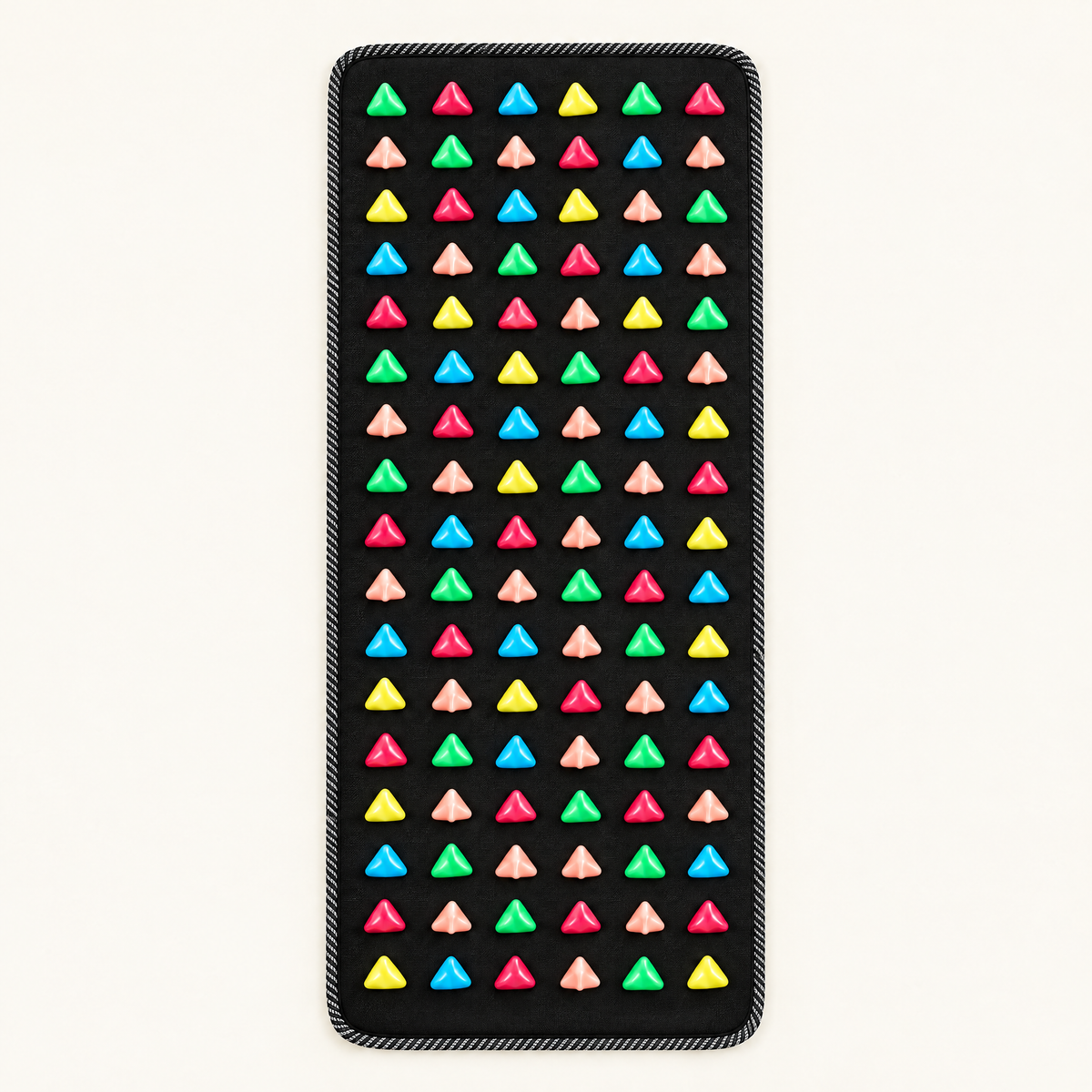 Acupressure mat laid flat, top view
