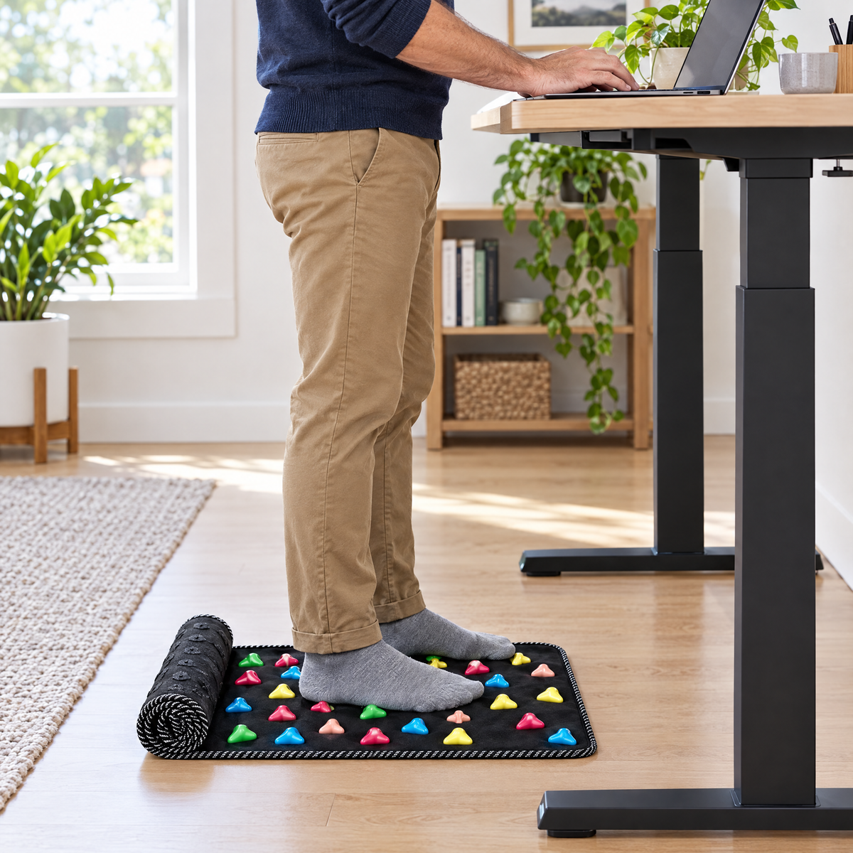 Using the mat at a standing desk